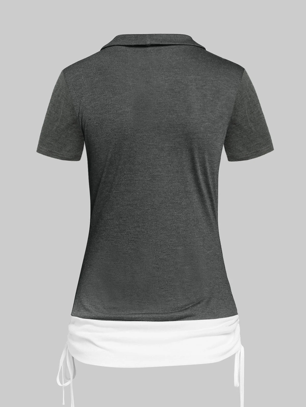 Dressfo 2024 Dames Overhemden Tops Geheided Cinched Gekruiste Korte Mouwen Contrast Colorblock Faux Twinset Tee 2 In 1 Top